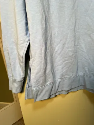 Eddie Bauer Women's Size Small Crewneck Sweatshirt‎ Light Blue Slit Sides Fleece thumbnail 5