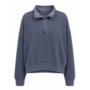 American Eagle Blue Mineral Wash Snap Collar Pullover M thumbnail 2