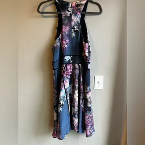 The Odell’s Floral Sleeveless 100 % Silk Dress Blue and Purple Medium thumbnail 11
