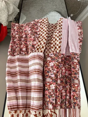 Universal Threads Pink & Brown Patchwork Smocked Tiered Maxi Dress thumbnail 3