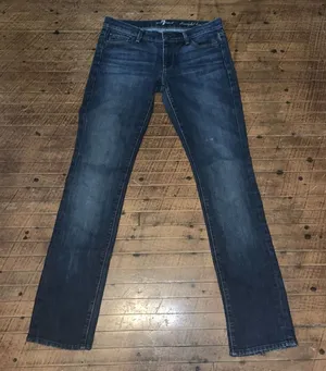 7 for All Mankind straight leg distressed normcore 28 jeans thumbnail 1