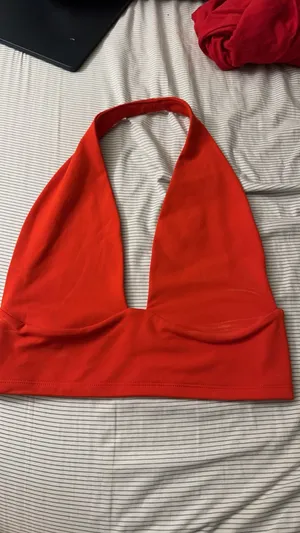 Red Halter Tank Top Size L thumbnail 1