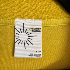 Aerie OFFLINE Chartreuse Green Terry Pullover Mock Neck Half Zip Sweater Small thumbnail 3
