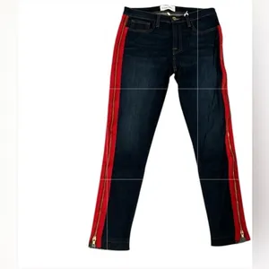 Etienne Marcel Red Zipper Skinny Ankle Length Jeans(Size 29) thumbnail 3