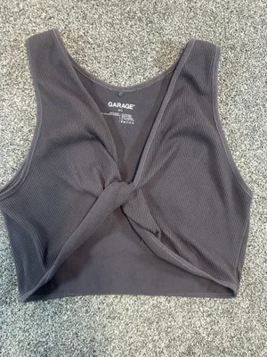 Garage Black Ribbed Twist Front Crop Top Women’s Size Large thumbnail 3