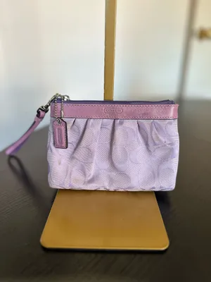 Coach Signature Pleated Lilac Wristlet (Style F43434 thumbnail 8