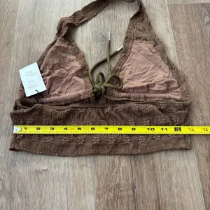 Cider Brown Stretch Halter Bralette  thumbnail 3