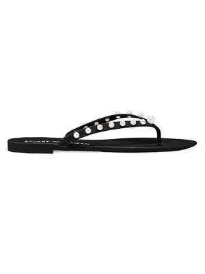 Stuart Weitzman Goldie Black Shiny Jelly Flip Flop Sandal Shoe NWOB thumbnail 3
