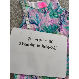 Lilly Pulitzer Pink Tropical Floral 100% Silk Shift Dress XXS Sleeveless Lace‎ thumbnail 5