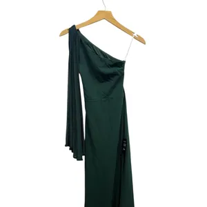 Lulus Majestic Attitude Emerald Cape Sleeve One-Shoulder Maxi Dress size XS NWT thumbnail 6