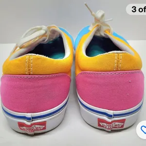 Vans color block tennis shoes canvas in blue and orange thumbnail 10