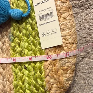 No Boundaries NWT Woven jute Clutch with Blue and Green Stripes thumbnail 4