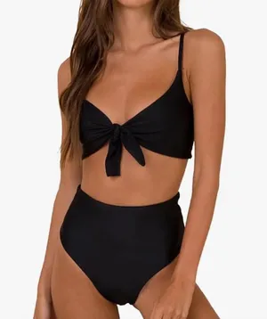 Amazon High Waisted Black Tie Bikini thumbnail 1
