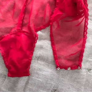 Victoria’s Secret Vintage Gold Label Red Lace Embellished Bodysuit Size L thumbnail 7