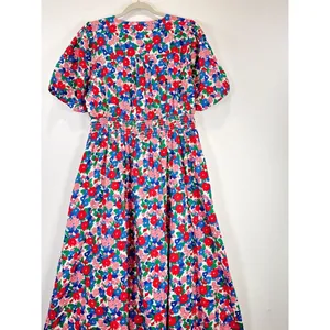 NEW Boden Midi Dress Pink Lillian Cotton Floral V Neck Puff Sleeve Boho US 10 thumbnail 12