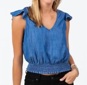 Harper Heritage Boutique Denim Ruffle Top thumbnail 3