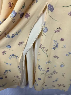 Aritzia Wilfred Yellow Floral Genoa Smocked Milkmaid Midi Dress thumbnail 4