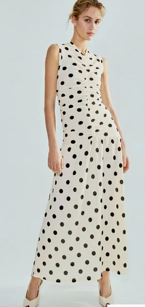 H&M Cream Maxi Dress with Black Polka Dots thumbnail 1