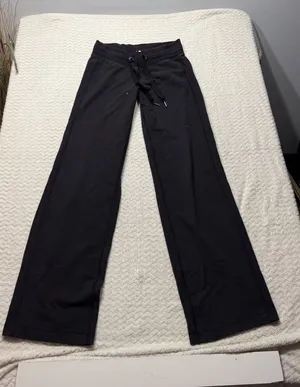 Lululemon Athletica Still Pant Black Wide Leg Cotton Yoga Lounge Size 4 thumbnail 1