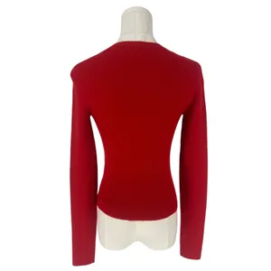Alice + Olivia Ciara Bright Red‎ Ribbed Cropped Pullover Sweater XS thumbnail 10