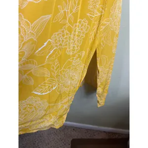 GAP crisscross straps midi side slits hanky yellow flowers dress, size medium thumbnail 4