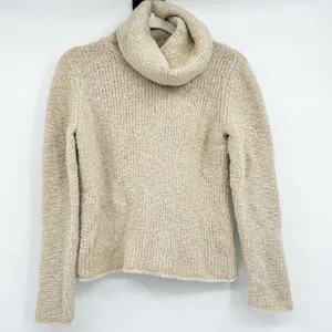 Eileen Fisher Womens Oatmeal Wool Camel Hair Boucle Cowl Neck Sweater‎ Size PL thumbnail 1