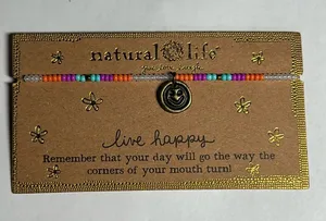 Natural Life Giving Beaded Bracelet - Live Happy - #1007 thumbnail 1