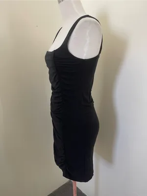 Wilfred Black Ruched Square-Neck Mini Dress thumbnail 2