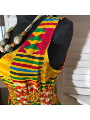 Vintage retro 70s dress hippie boho patchwork asymmetrical Western art whimsical thumbnail 5