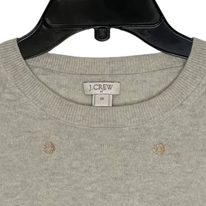 J. Crew Sweater Size XS Light Tan‎ With Gold Polka Dots Cotton Merino Wool Blend thumbnail 2