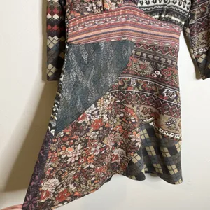 Women Patchwork Micro Dress Tunic Y2K Babydoll Twee‎ S Gilmore Hippie 3/4 Sleeve thumbnail 5