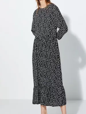 Zara Black and White Polka Dot Midi Dress thumbnail 7