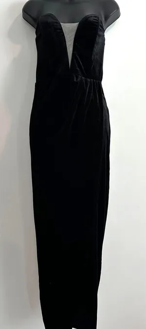 LULUS My Dream Come True Black Velvet Strapless Maxi Dress Size Small Plunge Nec thumbnail 1
