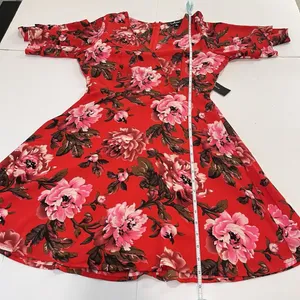 NWT Lulus Laclair Red Floral Surplice V‎ Neck Flutter Sleeve Skater Dress MEDIUM thumbnail 9