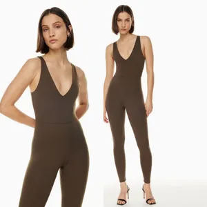 Aritzia Babaton Contour V-Neck‎ Jumpsuit in Nude Beige Small Kim K Kardashian thumbnail 2