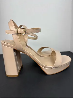 Mix No. 6 Nude Patent Block Heel Sandals with Ankle Strap thumbnail 3