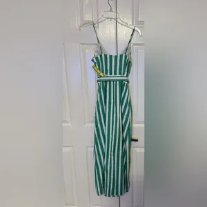 Gianni Bini green & white stripe sleeveless dress size 2 thumbnail 2