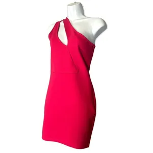 Superdown Barbie Pink Nava One Shoulder Mini Dress SMALL Asymmetrical‎ Revolve thumbnail 7