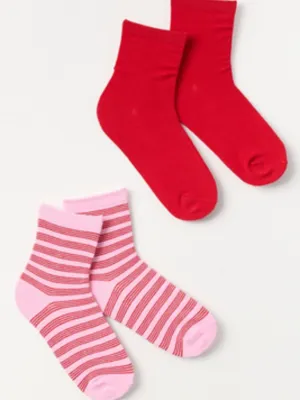 Anthropologie Striped and Solid crew socks (red/pink striped) New thumbnail 1