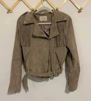 Moon River Faux Suede Fringe Moto Jacket size Small thumbnail 1