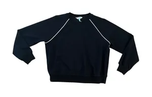 Spanx AirEssentials Crewneck Sweatshirt Black White Piping Raglan Sleeve Large thumbnail 1