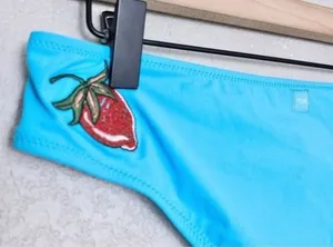 NWT TCN Banda Bikini Bottom 4 Fruits Strawberry Embroidered White Turquoise thumbnail 1