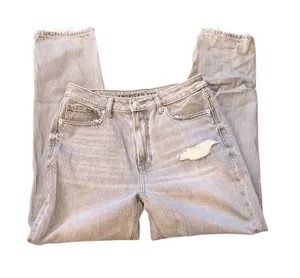 American Eagle Outfitters MOM jeans Light Gray Denim size 6 regular distressed thumbnail 1
