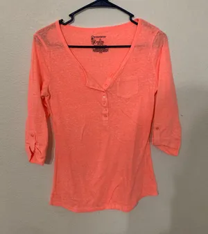 No Boundaries Peach 3/4-Sleeve Top thumbnail 1
