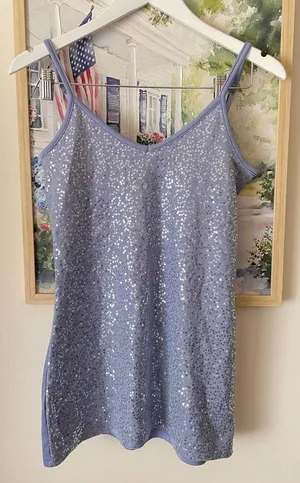 Vanity Y2K McBling Era Essentials Sequin Front Cami Top Lavender Large Purple thumbnail 1