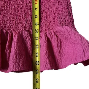 Zara Textured Weave Puff Sleeve Dress Size Medium Pink Ruffle Mini Dress | 8-21 thumbnail 5