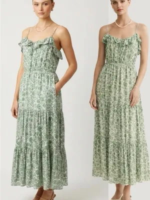 ✨J.Crew Floral Tiered Midi Dress Size S✨‎ thumbnail 2