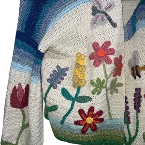 NEW NWT Rose Carmine Garden Party Bolero Cardigan Sweater Multi Floral thumbnail 7