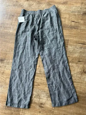 NWT Croft & Barrow heather grey linen straight leg relaxed pant size medium thumbnail 3