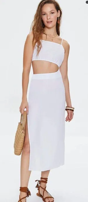 White Cutout MIDI Dress Size M thumbnail 1